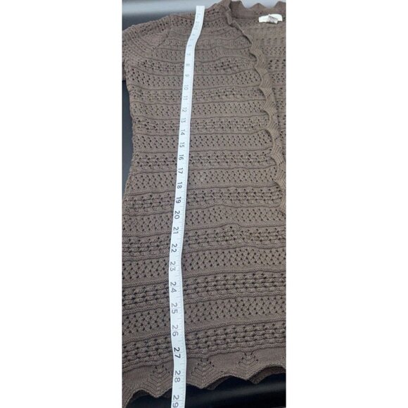 Harold's Womens Brown Open Weave Open Front Cardigan Sweater Sz L USA Boho - Picture 8 of 8